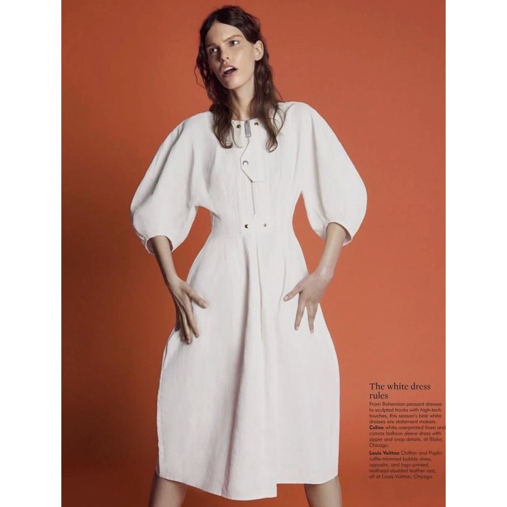 Celine Linen PHOEBE PHILO Dress Linen Blend Midi Dress No Size Cream  Industrial